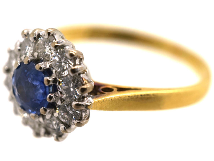 18ct Gold, Sapphire & Diamond Daisy Cluster Ring