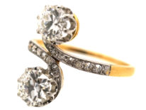 Edwardian 18ct gold & Platinum, Two Stone Diamond Twist Ring