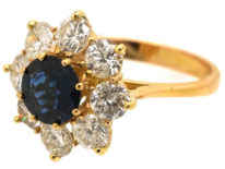 18ct Gold Sapphire & Diamond Cluster Ring