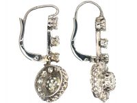 Edwardian 18ct White Gold & Diamond Cluster Drop Earrings