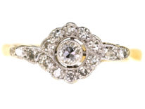 Edwardian 18ct Gold & Platinum Overlapping Diamond Cluster Ring
