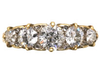 Victorian 18ct Gold, Five Stone Diamond Carved Half Hoop Ring