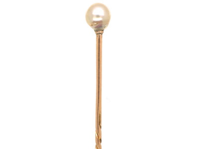 Edwardian Tie Pin set with a Pearl