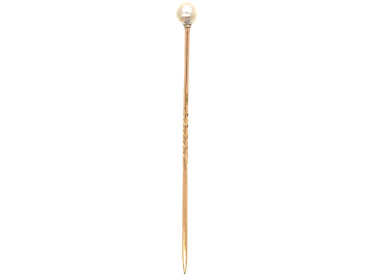 Edwardian Tie Pin set with a Pearl
