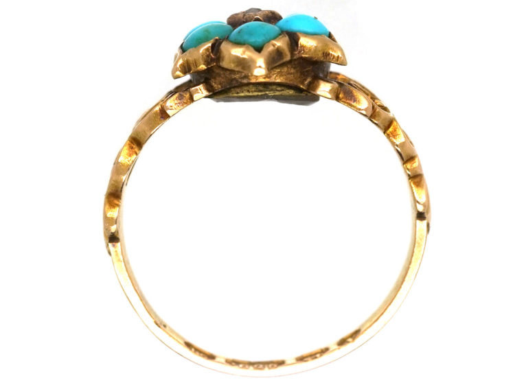 Georgian 15ct Gold Turquoise & Rose Diamond 