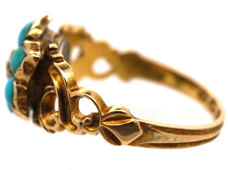 Georgian 15ct Gold Turquoise & Rose Diamond 