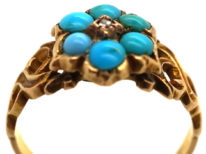 Georgian 15ct Gold Turquoise & Rose Diamond 