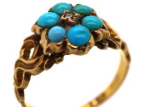 Georgian 15ct Gold Turquoise & Rose Diamond 