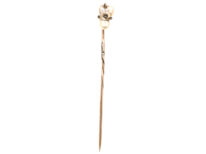 Edwardian Baroque Pearl set with a Rose Diamond Tie Pin