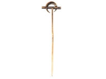 Edwardian 18ct Gold, Rose Diamond Crescent Moon & Bar Tie Pin