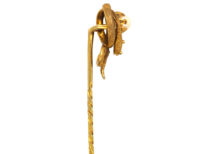Victorian 18ct Gold Snake Tie Pin With Natural Pearl