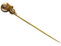 Victorian 18ct Gold Snake Tie Pin With Natural Pearl