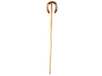 Edwardian 15ct Gold Ruby & Rose Diamond Horse Shoe Tie Pin