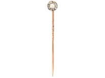 Victorian 18ct Gold, Rose Diamond & Natural Pearl Tie Pin