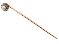 Victorian 18ct Gold, Rose Diamond & Natural Pearl Tie Pin