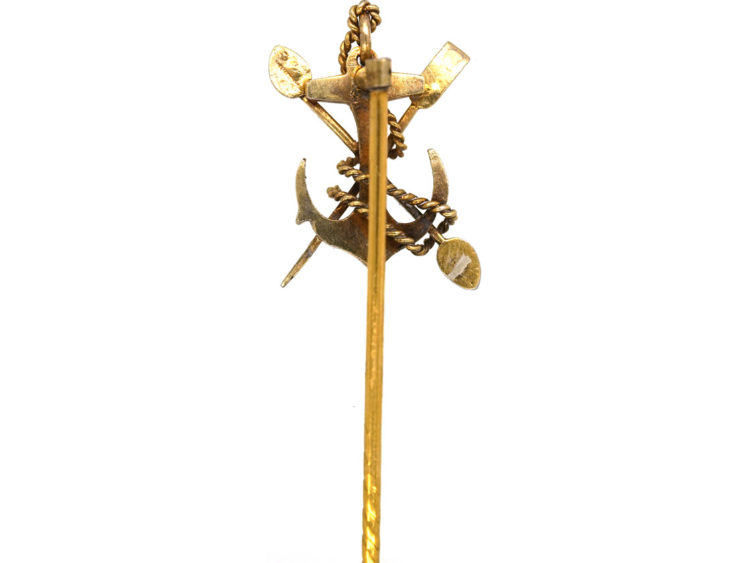 Edwardian 15ct Gold Anchor, Oar & Paddle Rowing Tie Pin