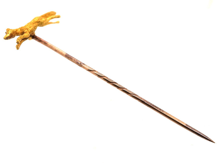 Edwardian 15ct Gold Running Fox Tie Pin