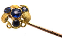 Edwardian 15ct Gold & Blue Paste Leaf Design Tie Pin