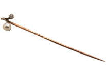Edwardian Diamond & Natural Pearl Sprig Tie Pin
