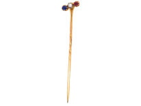 Edwardian Sapphire, Natural Pearl & Ruby Tie Pin
