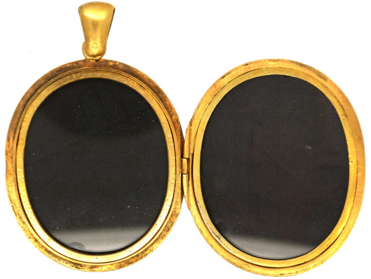Victorian Large Silver Gilt Oval Locket