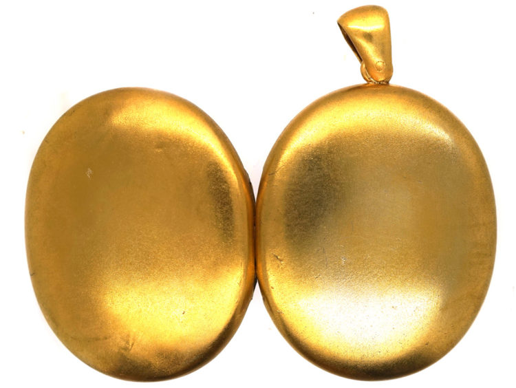 Victorian Large Silver Gilt Oval Locket