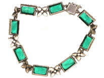Silver, Green & White Paste Bracelet