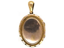 Edwardian 9ct Gold Back & Front Oval Locket set with Red Paste & Pearls