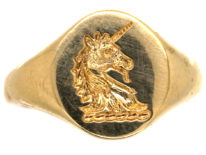 9ct Gold Signet Ring with Unicorn Intaglio