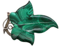 Victorian Silver & Malachite Ivy Leaf Brooch