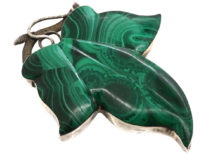 Victorian Silver & Malachite Ivy Leaf Brooch