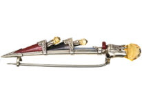 Victorian Silver Dirk Brooch set with Agates & Citrine