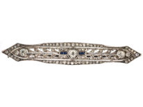 Art Deco Silver & Blue & White Paste Brooch