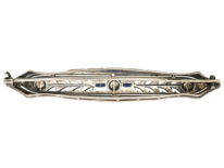 Art Deco Silver & Blue & White Paste Brooch