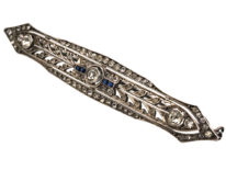 Art Deco Silver & Blue & White Paste Brooch