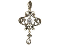 Silver, Marcasite, Faux Pearl & Paste Pendant