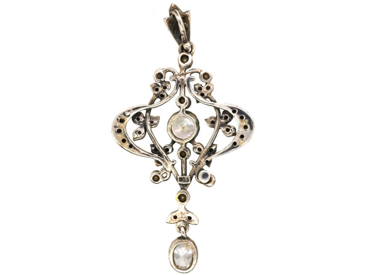 Silver, Marcasite, Faux Pearl & Paste Pendant