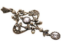 Silver, Marcasite, Faux Pearl & Paste Pendant