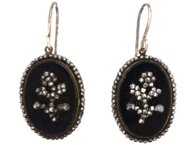 Georgian Cut Steel & Glass “Forget me Not” Flower Earrings