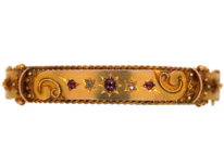 Edwardian 9ct Gold Bangle set with Rubies & Rose Cut Diamonds
