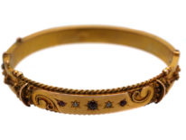 Edwardian 9ct Gold Bangle set with Rubies & Rose Cut Diamonds