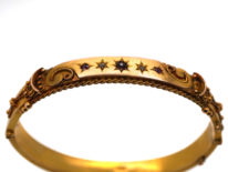 Edwardian 9ct Gold Bangle set with Rubies & Rose Cut Diamonds