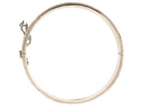Narrow Silver Bangle with Engraved Design