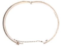Narrow Silver Bangle with Engraved Design