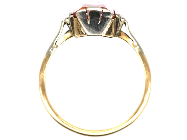 Art Deco 9ct White & Yellow Gold Ring set with a Rectangular Citrine