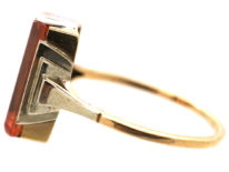 Art Deco 9ct White & Yellow Gold Ring set with a Rectangular Citrine