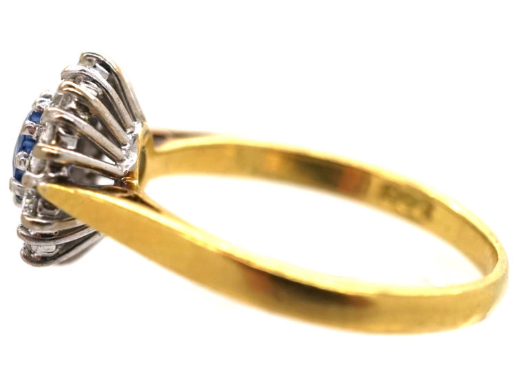 18ct Gold, Sapphire & Diamond Daisy Cluster Ring
