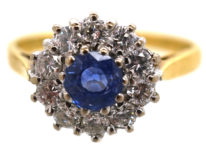 18ct Gold, Sapphire & Diamond Daisy Cluster Ring