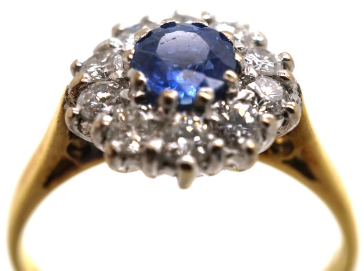 18ct Gold, Sapphire & Diamond Daisy Cluster Ring
