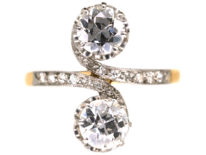 Edwardian 18ct gold & Platinum, Two Stone Diamond Twist Ring